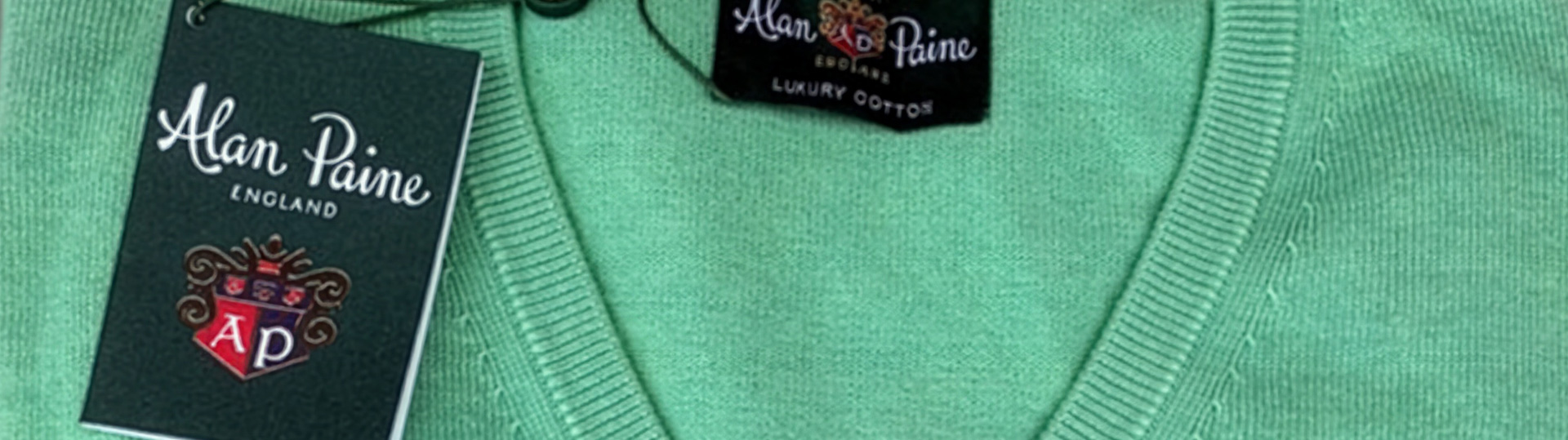 Green V-Neck Sweater Closeup